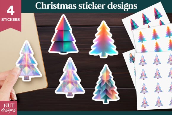 Download Holographic Christmas Tree Stickers - Premium Resources